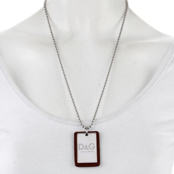 Dolce and Gabbana Silver Dog Tag Pendant Necklace - Picture 6 of 12